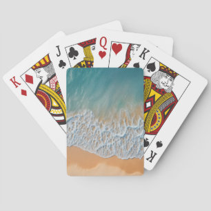 Jeu De Cartes Plage Océanique Vue d'En Haut Vagues de Mer Turquo