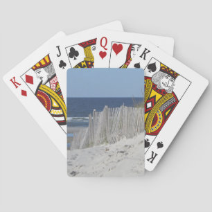 Jeu De Cartes Plage sablonneuse et barrière patinée de plage