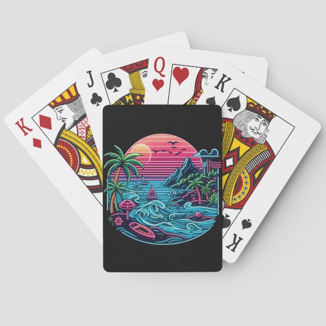Jeu De Cartes Plage tropicale/néon hawaïen (dos)