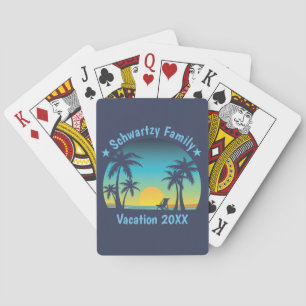 Jeu De Cartes Plage tropicale vintage Coucher de soleil d'été Pa