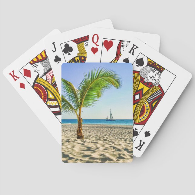 Jeu De Cartes Plages tropicales | Bateau, Palmier, Aruba (dos)