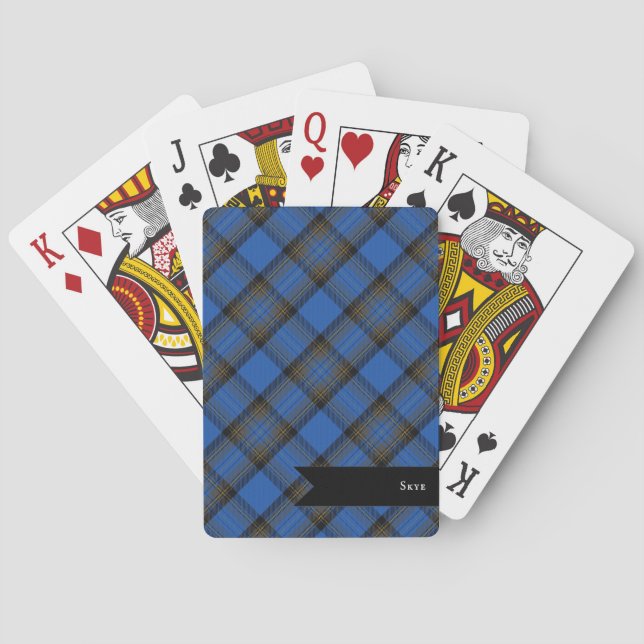 Jeu De Cartes Plaid Highland Teal et Blanc de l'Île de Skye (dos)