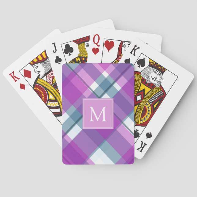 Jeu De Cartes Plaid Monogramme Violet Clair (dos)