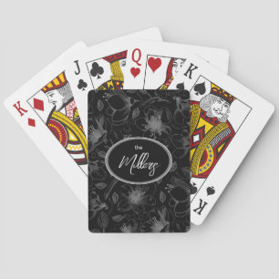 Jeu De Cartes Plan floral esquissé Motif gris/noir ID939