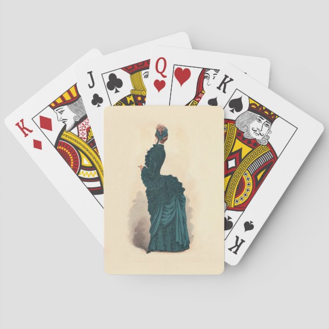 Jeu De Cartes Planche de mode antique victorienne : Robe à tourn (dos)
