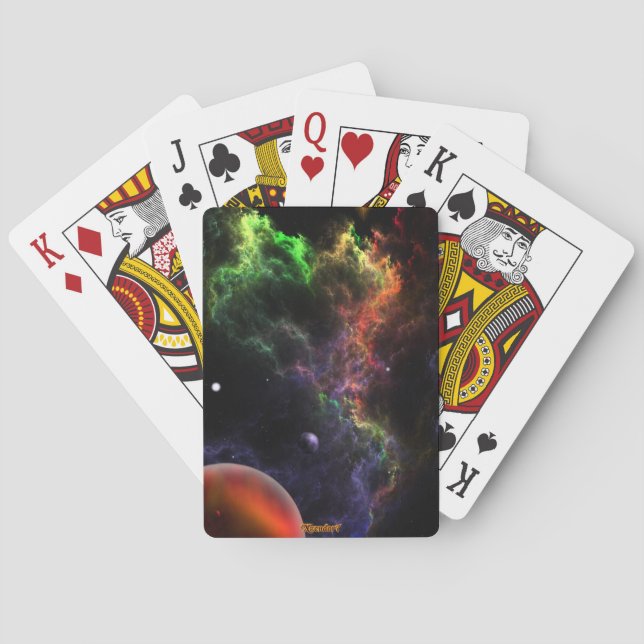 Jeu De Cartes Planétoïdes Dans Le Cluster Nebula Art Spatial (dos)