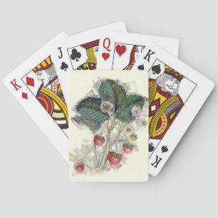 Jeu De Cartes Plante de fraise vintage et fleurs