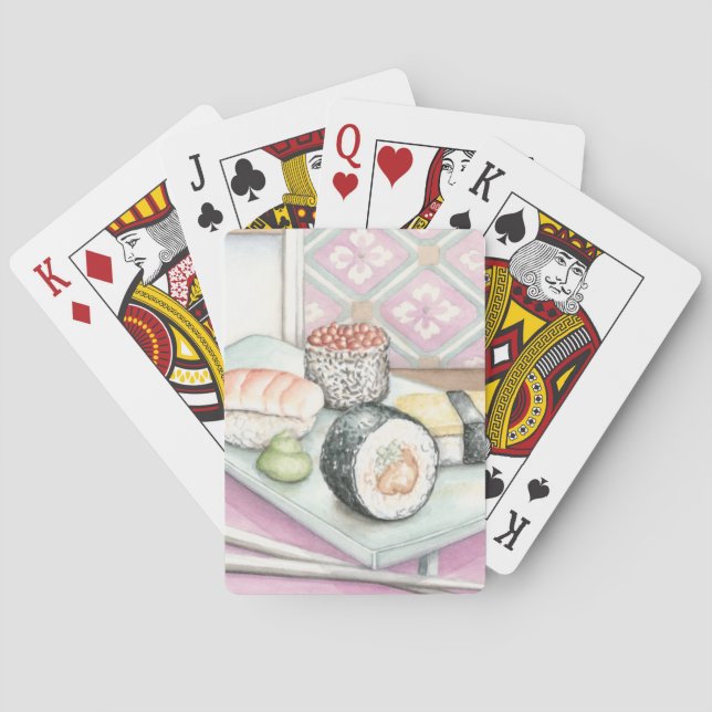 Jeu De Cartes Plaque de sushi assorté avec baguettes (dos)