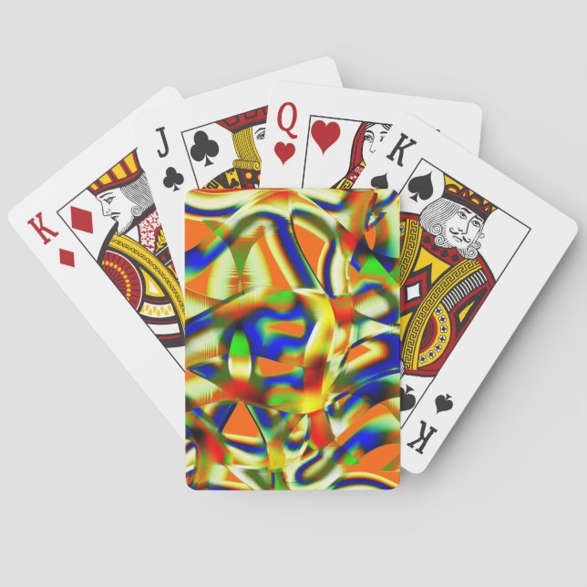 Jeu De Cartes Plaques de couleur sur bandes beiges verdâtres tor (dos)