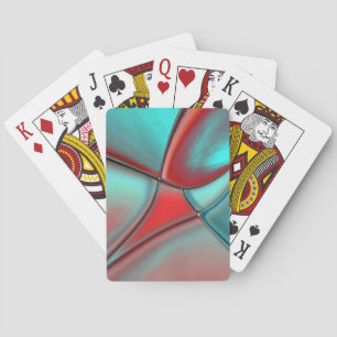 Jeu De Cartes Plaques torsadées avec bord convexe rouge et turqu