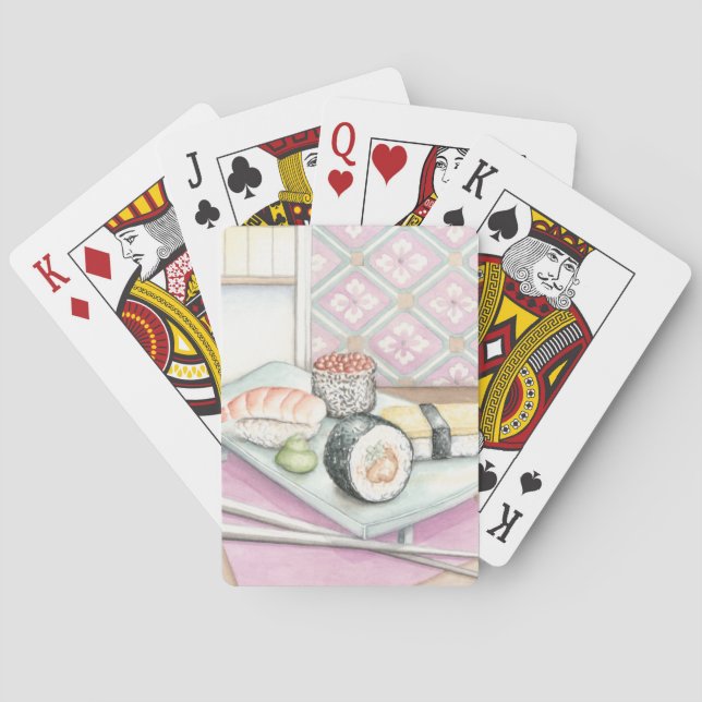 Jeu De Cartes Plat des sushi assortis avec des baguettes (dos)