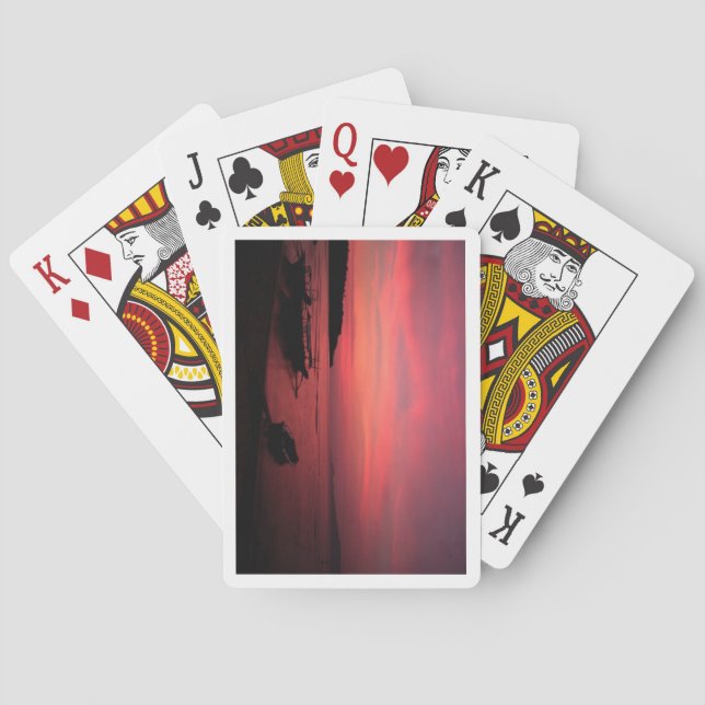 Jeu De Cartes playing cards with a sunset on the back (dos)