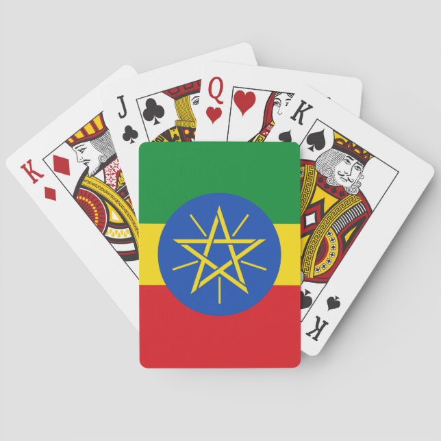 Jeu De Cartes Playing Cards with flag of Ethiopia (dos)
