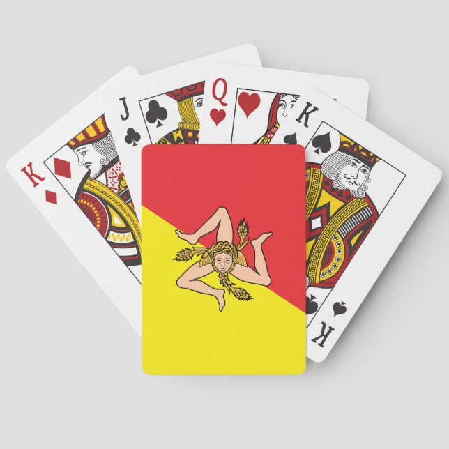 Jeu De Cartes Playing Cards with flag of Sicily (dos)