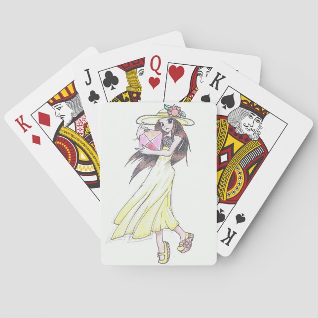 Jeu De Cartes Playing Cards with Girl à Yellow Dress (dos)