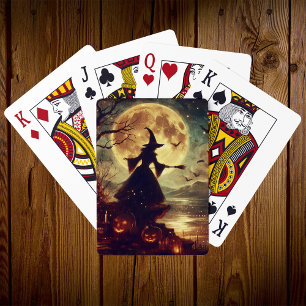 Jeu De Cartes Pleine lune sorcière éffrayante Halloween