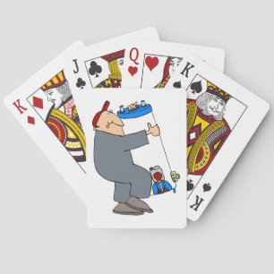Jeu De Cartes Plombier de dessin animé portant un réservoir de s
