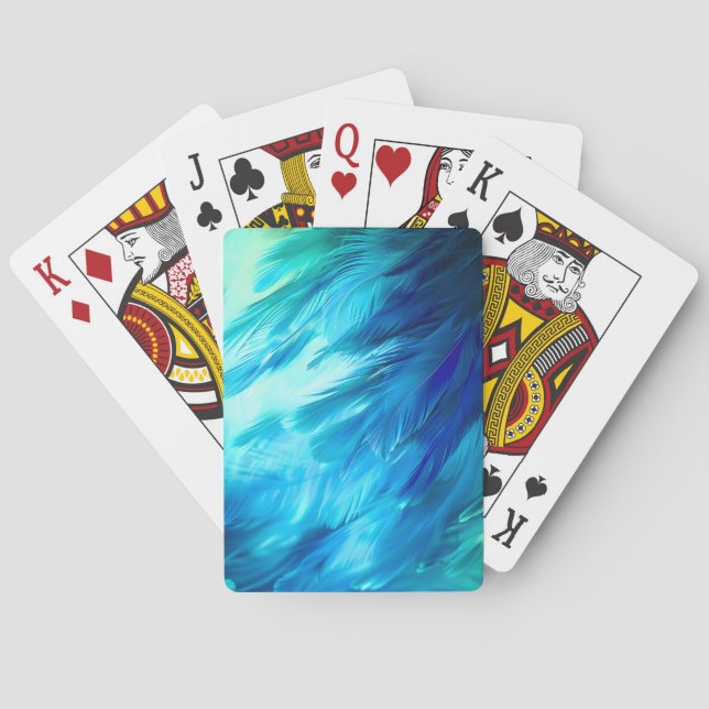 Jeu De Cartes Plume Abstraite Bleu Vert (dos)