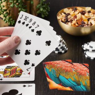 Jeu De Cartes Plumes de perroquet de Macaw proches