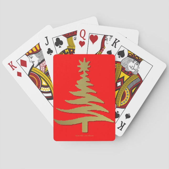 Jeu De Cartes Pochoir d'arbre de Noël Or (dos)