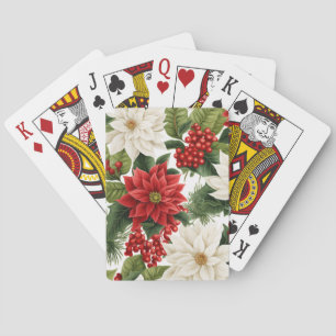 Jeu De Cartes Poinsettia de Noël – Conception florale des Fêtes
