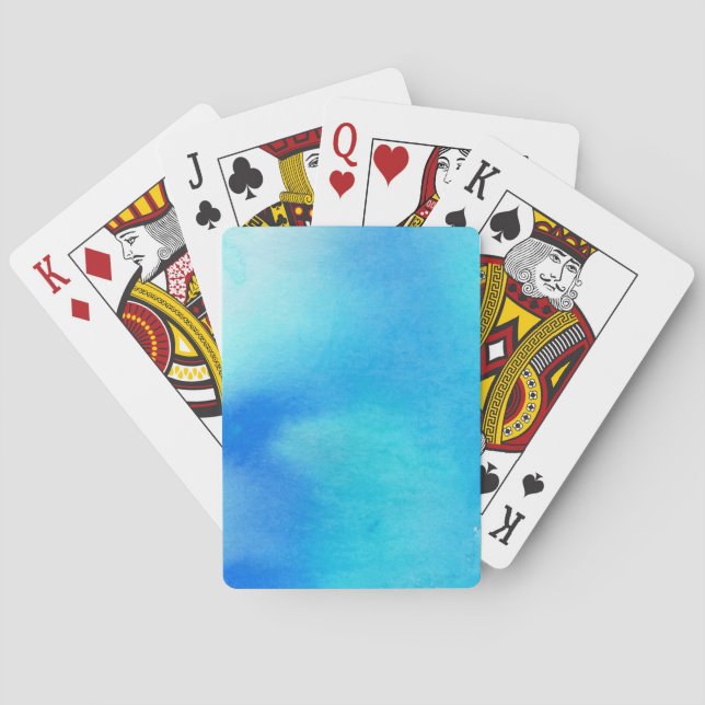 Jeu De Cartes Pointe bleue, aquarelle abstraite peinte à la main (dos)