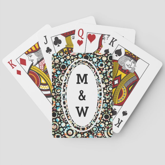Jeu De Cartes Points de couleur et Motif circulaire + votre text (dos)