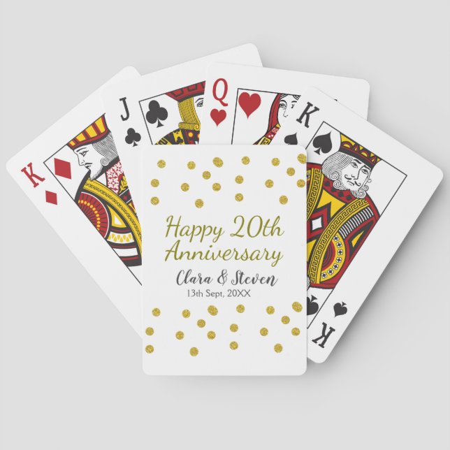 Jeu De Cartes Points dorés scintillent joyeux 20e anniversaire d (dos)
