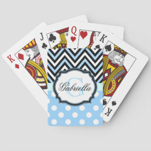 Jeu De Cartes Points et rayures bleus mignons
