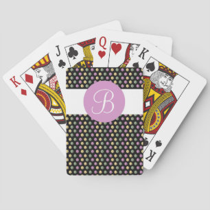 Jeu De Cartes Points noirs violets monogramme personnalisé lectu