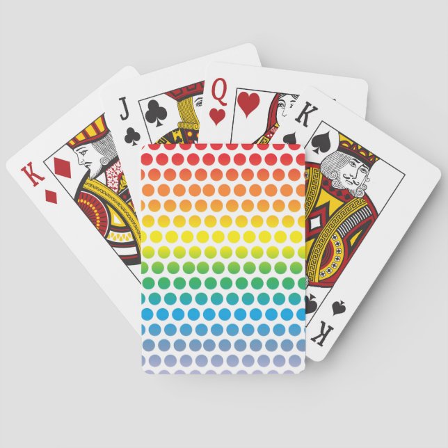 Jeu De Cartes Pois arc-en-ciel blanc (dos)