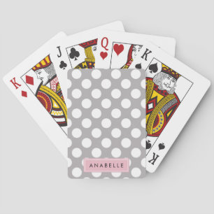 Jeu De Cartes Pois gris, Motif Pointe Polka, Votre Nom