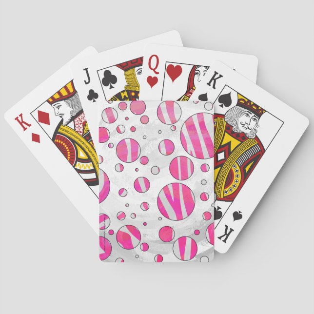 Jeu De Cartes Pois Zèbre rose chaud et blanc (dos)