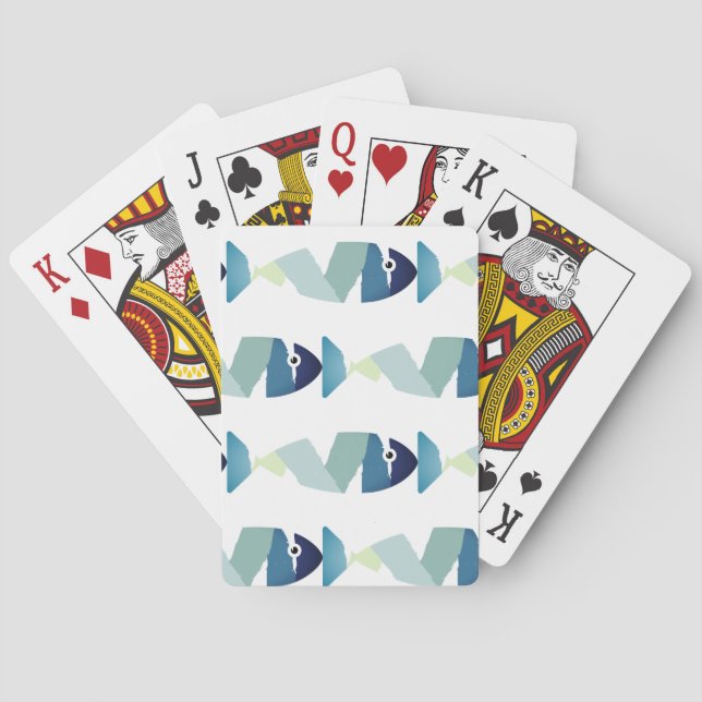 Jeu De Cartes Poisson bleu de natation Abstraite (dos)
