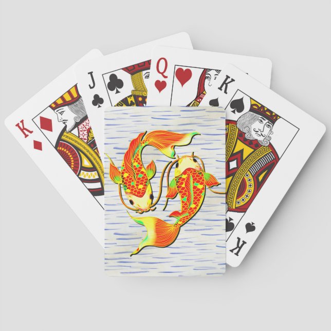 Jeu De Cartes Poisson carpe Koi Vert orange sur (dos)