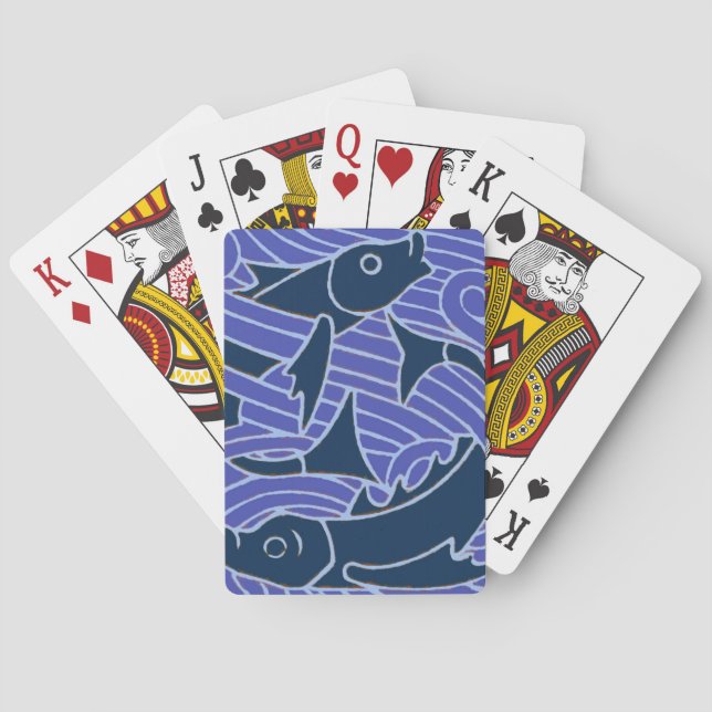 Jeu De Cartes Poisson Gras Baignade Océan Bleu Pêche (dos)