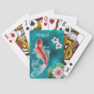 Jeu De Cartes Poisson Koi japonais personnalisé, fleurs de ceris
