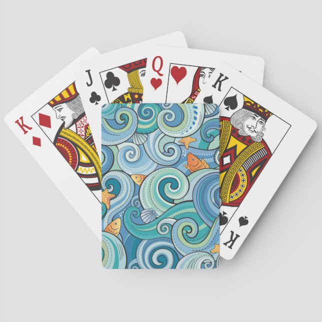Jeu De Cartes Poisson Parmi Le Motif Des Vagues (dos)