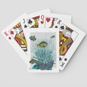 Jeu De Cartes Poissons, coquillages bleus et coraux