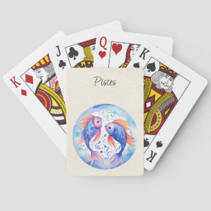 Jeu De Cartes Poissons Poissons Zodiaque Aquarelle