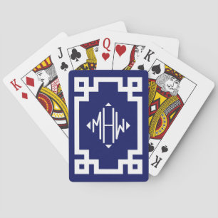 Jeu De Cartes Police Monogramme White Diamond Navy Key Grec BG D
