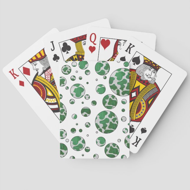 Jeu De Cartes Polis Dot Vache vert et blanc Impression (dos)