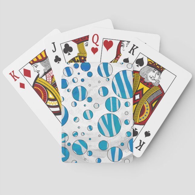 Jeu De Cartes Polka blanc et bleu Zebra (dos)