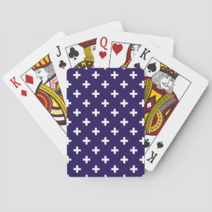 Jeu De Cartes Polka blanche croise sur bleu marine
