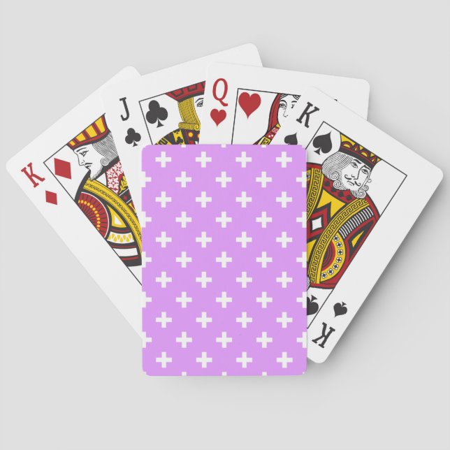 Jeu De Cartes Polka blanche croise sur lilas (dos)