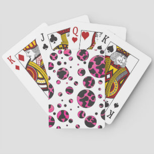 Jeu De Cartes Polka Dot Cow Hot Rose et Black Print