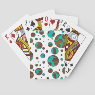 Jeu De Cartes Polka Dot Cow Impression Brown et Turquoise