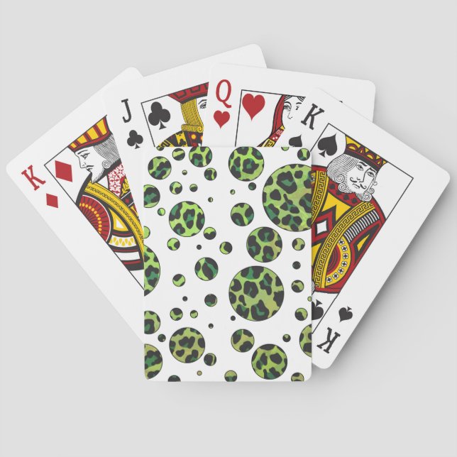 Jeu De Cartes Polka Dot Leopard noir et vert (dos)