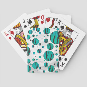 Jeu De Cartes Polka Dot Tiger noir et Turquoise