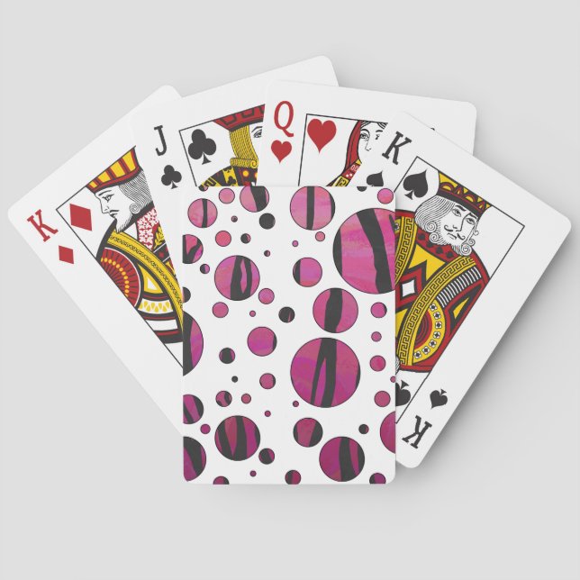 Jeu De Cartes Polka Dot Tiger rose chaud et noir (dos)